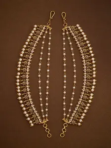 Kushal's Fashion Jewellery Gold-Plated Contemporary Pearls Matil Kanakti Drop Earrings
