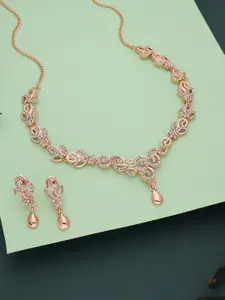 Anouk Gold-Plated Artificial Stone-Studded Necklace And Earrings