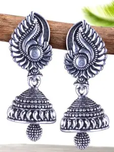 DIVASTRI Set of 4 Silver-Plated Oxidized Dome Shaped Jhumkas