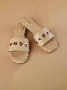 Ginger by Lifestyle Women Western Embellished Open Toe Flats