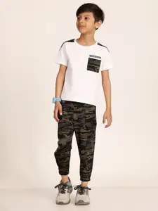 LITTLE NINJA Boys Printed Round Neck Pure Cotton T-Shirt With Jogger