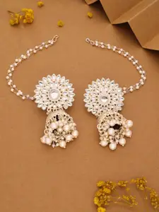 Anouk Gold Plated Artificial Beaded Dome Shaped Jhumkas