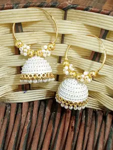 JMBW INTERNATIONAL Set Of 2  Gold-Plated Artificial Beaded Dome Shaped Jhumkas
