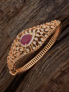Kushal's Fashion Jewellery Ruby Gold-Plated Party Zircon Kada