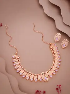 Anouk Gold-Plated Artificial Stones Studded Necklace And Earrings