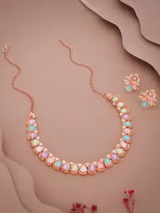 Anouk Gold-Plated Artificial Stone-Studded Necklace And Earrings