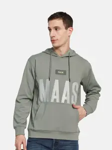Octave Men Typography Printed Hooded Sweatshirt