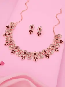 Anouk Gold-Plated Artificial Stone-Studded Necklace And Earrings