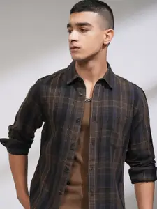 HIGHLANDER Men Slim Fit Opaque Checked Casual Shirt