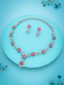 Anouk Silver-Plated American Diamond Studded Necklace And Earrings