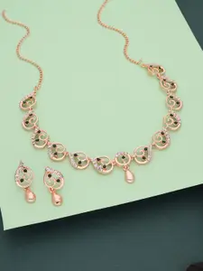 Anouk Gold-Plated Artificial Stones Studded Necklace And Earrings