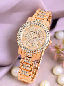DressBerry Women Embellished Dial & Bracelet Style Straps Analogue Watch HOBDB-320-RG