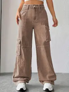 DressBerry Women Comfort Wide Leg High-Rise Light Fade Acid Wash Stretchable Jeans