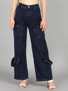 DressBerry Women Comfort Wide Leg High-Rise Light Fade Acid Wash Stretchable Jeans