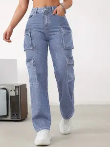 DressBerry Women Comfort Wide Leg High-Rise Light Fade Acid Wash Stretchable Jeans