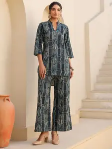 JISORA Printed Pure Cotton Top & Trouser Co-ord Set