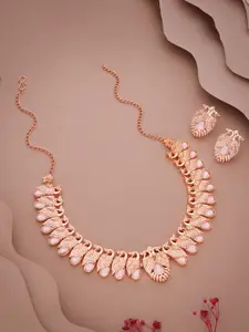 Anouk Gold-Plated Artificial Stones-Studded Necklace and Earrings