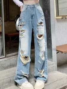 StyleCast Women Regular Fit Mid Rise Highly Distressed Jeans