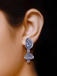 DIVASTRI Set of 5 Silver-Plated Oxidized Dome Shaped Jhumkas