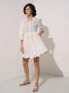 AKKRITI BY PANTALOONS Print Puff Sleeve Fit & Flare Dress