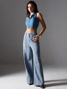 Miss Chase Women Straight Fit High-Rise Heavy Fade Jeans