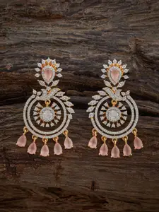 Kushal's Fashion Jewellery Pink Rose Gold-Embellished Bridal Party Zircon Pendant Set