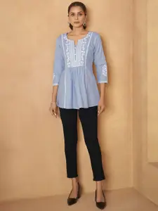 Anouk Ethnic Motifs Embroidered Notch Neck Kurti