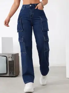 DressBerry Women Comfort Wide Leg High-Rise Light Fade Acid Wash Stretchable Jeans