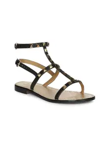 Saint G Women Printed Open Toe Flats with Buckles