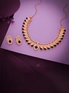 Anouk Gold-Plated Artificial Stones-Studded Necklace and Earrings