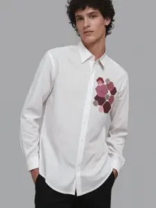 HE SPOKE Printed Cotton Twill Casual Shirt