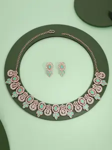 Anouk Gold-Plated Artificial Stones-Studded Necklace and Earrings