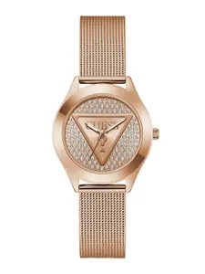 GUESS Women Embellished Dial& Bracelet Style Straps Analogue Watch GW0835L3