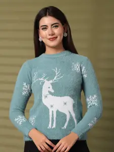 all about you Women Woollen Mock Collar Pullover Sweater