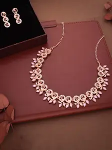 Anouk Gold-Plated Artificial Stones-Studded Necklace and Earrings