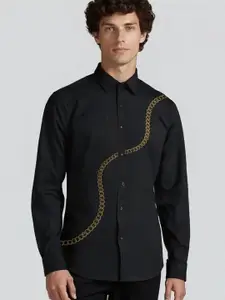 HE SPOKE Printed Cotton Twill Party Shirt