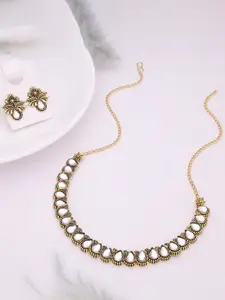 Anouk Gold-Plated Artificial Stones-Studded Necklace and Earrings