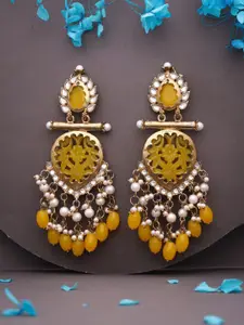 Anouk Gold-Plated Artificial Beads Beaded Contemporary Shaped Jhumkas