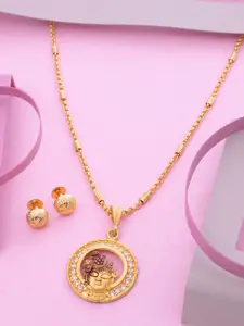 Ramdev Art Fashion Jwellery Set Of 4 Gold Plated Stone Studded Necklace And Earrings
