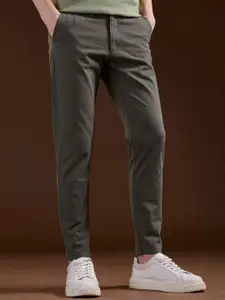 THE BEAR HOUSE Men's Cotton Solid Slim Fit Casual Trouser