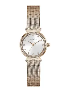 GUESS Women Embellished Round Dial Bracelet Style Straps Analogue Watch GW0866L3