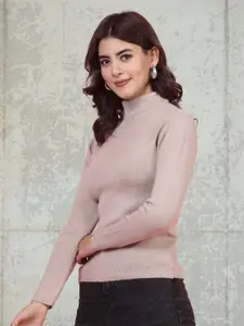 all about you Women Ribbed High Neck Woollen Pullover Sweater