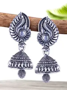 DIVASTRI Set of 5 Silver-Plated Oxidized Dome Shaped Jhumkas