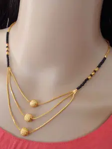 Ramdev Art Fashion Jwellery Set Of 4 Gold-Plated Beaded Necklace And Earrings