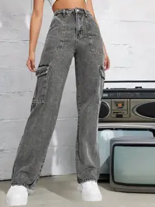 DressBerry Women Comfort Straight Fit High-Rise Light Fade Acid Wash Stretchable Jeans