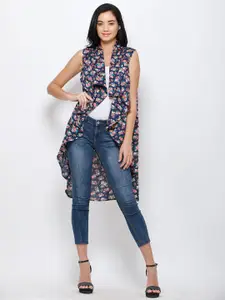 Moda Rapido Printed Mandarin Collar Open Front Shrug