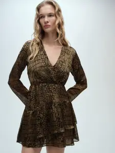 MANGO Animal Print Layered Mini Dress