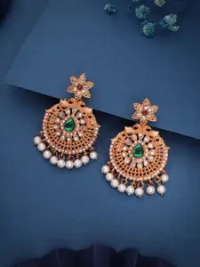 Anouk Gold-Plated Artificial Stones And Beads Beaded Contemporary Shaped Drop Earrings