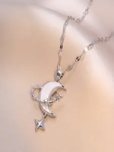 DressBerry Half Moon Shaped Stone Studed Pendant Chain