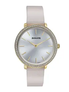 Sonata Wedding Edit Women Dial & Leather Bracelet Style Straps Analogue Watch 87080YL01